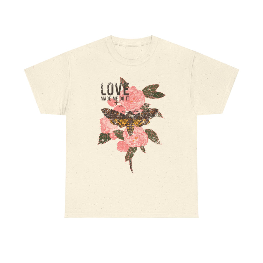 Unisex Heavy Cotton Tee, Floral Love Shirt, Casual Graphic Tee, Gift for Her, Summer Top, Trendy Apparel
