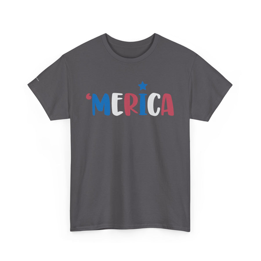 'Merica Unisex Heavy Cotton Tee - Patriotic Shirt for Independence Day, BBQs, Casual Wear, Gifts