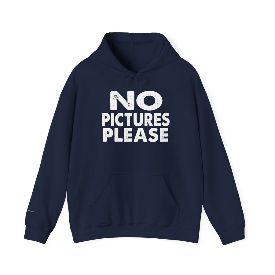 NO PICTURES PLEASE Hoodie Sweatshirt - Vintage Distressed Block Letter Design