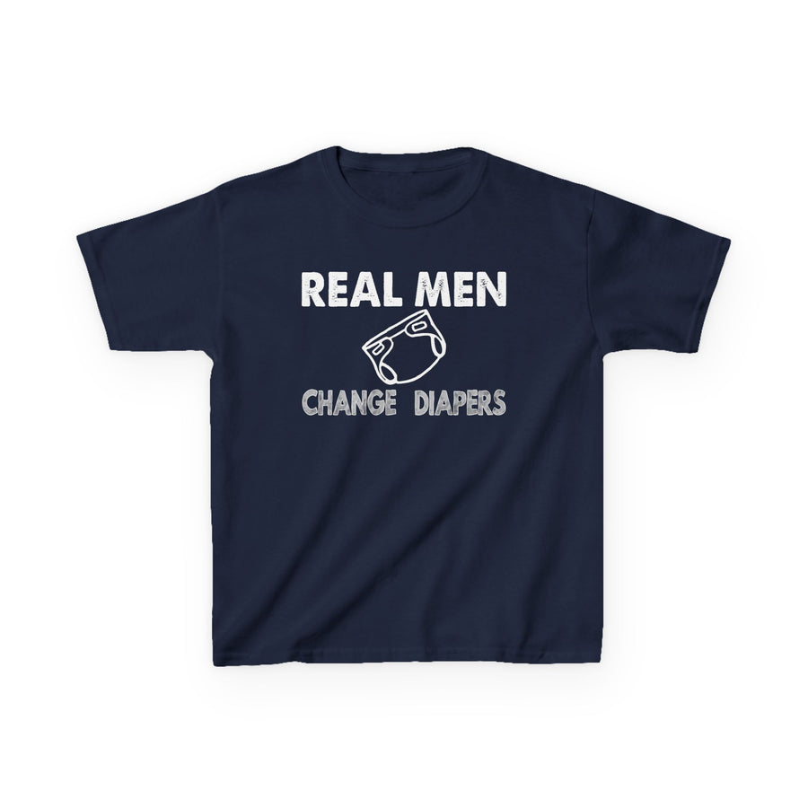 Kids Tee Real Men Change Diapers Fatherhood Graphic Shirt