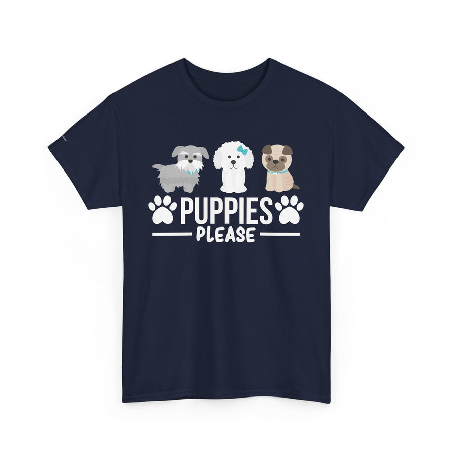 Puppies Please Unisex Heavy Cotton Tee, Cute Dog Lover T-Shirt, Pet Adoption Awareness Shirt, Gift for Dog Lovers, Fun Everyday Wear